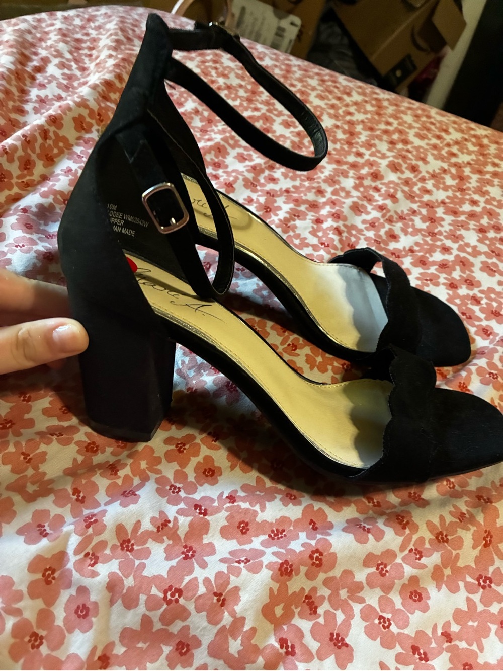 Black Ankle-Strap Block Heel Sandals - Women